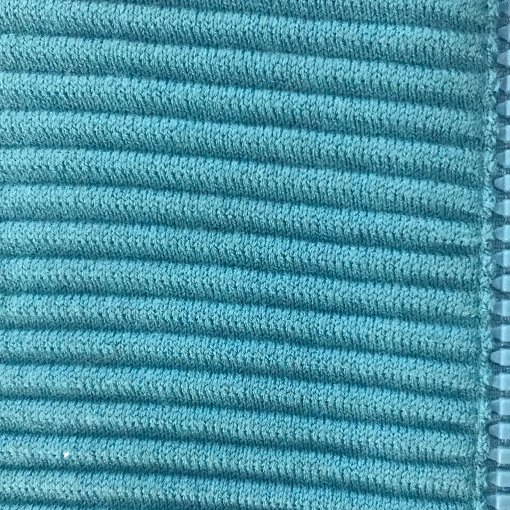 Akris Punto Turquoise Ribbed Sleeveless Cotton Top Cool Back Zipper Size L - Picture 8 of 12